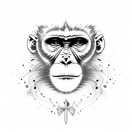 agresive monkey with knifes like mexican death style tattoo design idea