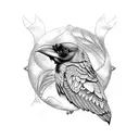 steampunk raven  tattoo design idea