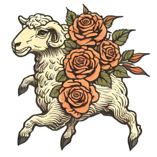 sheep in storm clouds with roses and swordfish baclean tattoo tattoo design idea