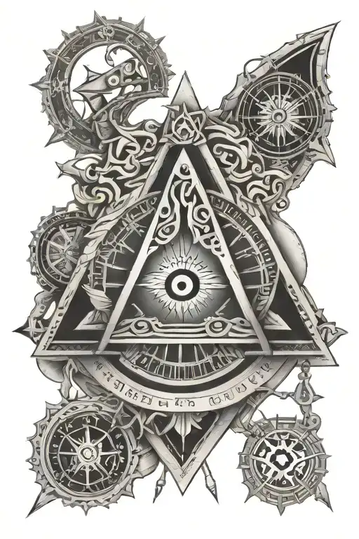 Freemasons, compass, square, illuminati, Ohm, Anu, Enlil, and Inanna tattoo design idea