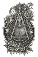 Freemasons, compass, square, illuminati, flower of life, Ohm, Anu, Enlil, and Inanna tattoo design idea