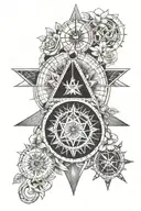 Freemasons, compass, square, illuminati, flower of life, Ohm, Anu, Enlil, and Inanna tattoo design idea