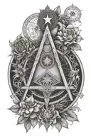Freemasons, compass, square, illuminati, flower of life, Ohm, Anu, Enlil, and Inanna tattoo design idea