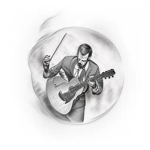 dr house playing guitar tattoo design idea