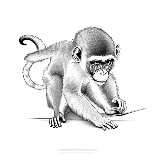 monkey surfing tattoo design idea