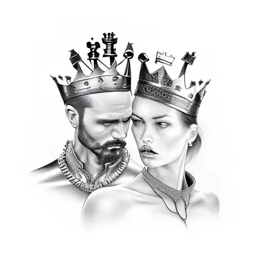 Chess King Queen tattoo design idea