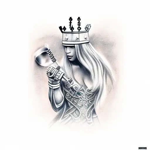 Chess King Queen fighting tattoo design idea
