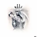 Chess King Queen fighting tattoo design idea