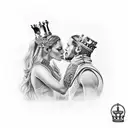 Chess King Queen fighting tattoo design idea