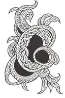 Polynesian braid and cord tattoo as the main tattoo image. integrate the following polynesian tattoo patterns within the tattoo design idea
