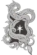 Polynesian braid and cord tattoo as the main tattoo image. integrate the following polynesian tattoo patterns within the tattoo design idea