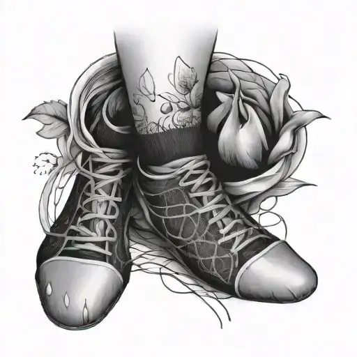 Incorporate white tube socks and fishnets into a design symbolizing intimacy and control tattoo design idea