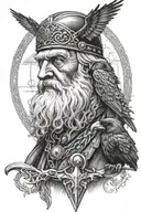 one eyed odin with 2 ravens tattoo design idea