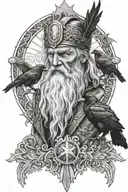one eyed odin with 2 ravens tattoo design idea
