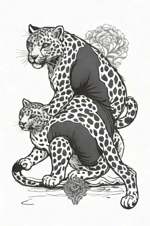Snow leopard walking across tattoo design idea