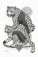 Snow leopard walking across tattoo design idea