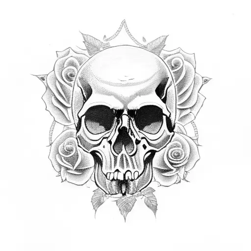 Skull and Roses tattoo design idea