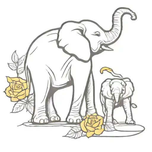 elephant and yellow rose tattoo tattoo design idea