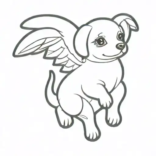 perrita color cafe de 3 mese   con alas de angel volando   tattoo design idea