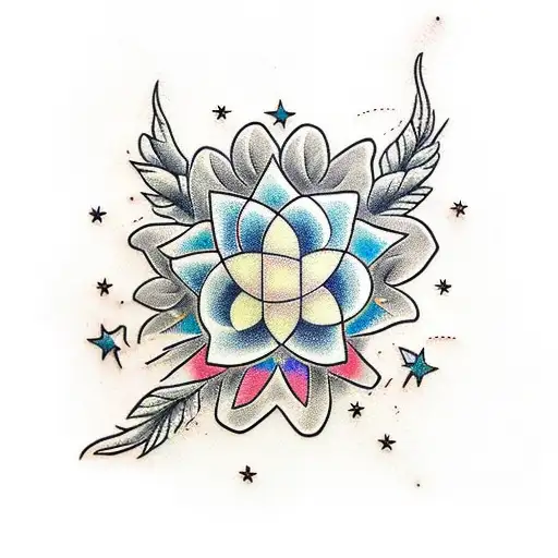 star flower tattoo design idea