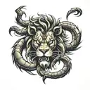 lion a scorpion tattoo design idea