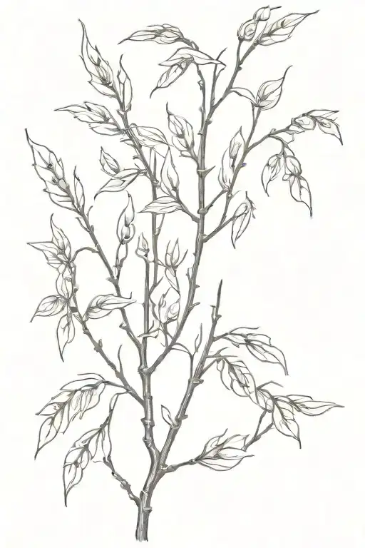 a catkin branch of a willow tattoo design idea