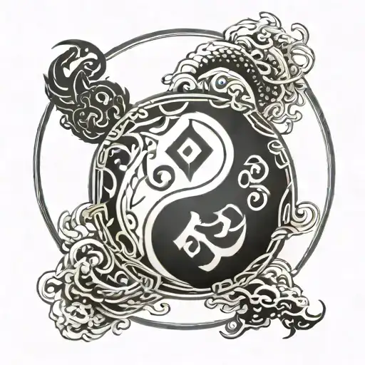Chinese symbol inner peace sign interwined with the yin yang symbol tattoo design idea