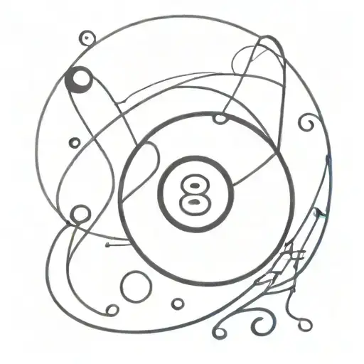 Eight ball and music notes surrounding it  tattoo design idea