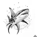 shark with trident  tattoo design idea