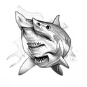 shark with trident  tattoo design idea