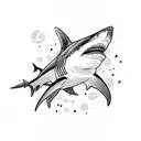shark with trident  tattoo design idea