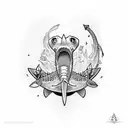 shark with trident  tattoo design idea