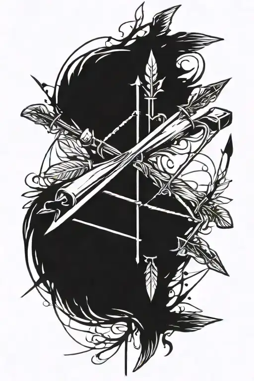 quiver and arrows crossed tattoo design idea