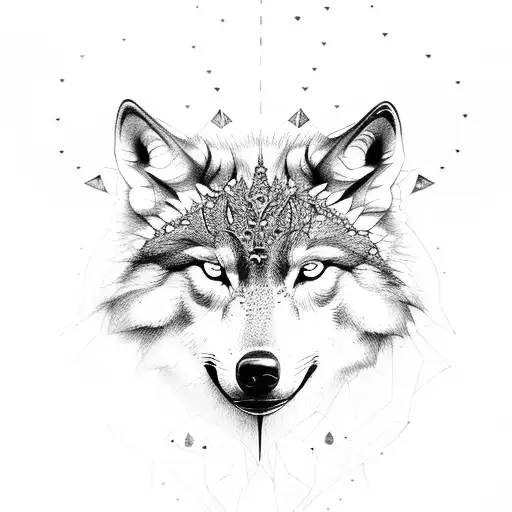 wolve with sunbeams tattoo design idea