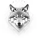 wolve with sunbeams tattoo design idea