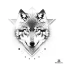wolve with sunbeams tattoo design idea