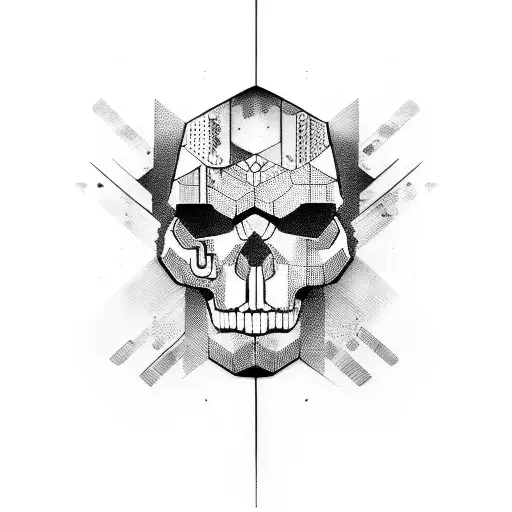 Cyberpunk Skull tattoo design idea