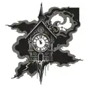prison tower clock melting tattoo design idea