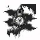 prison tower clock melting tattoo design idea