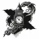 prison tower clock melting tattoo design idea