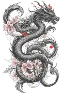 dragon and cherry blossom tree tattoo design idea