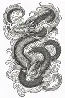 dragons koi fish waves crashing tattoo design idea