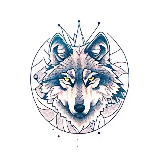 wolf And forest tattoo design idea