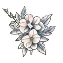 olive tree and hydrangeas tattoo design idea