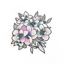 olive tree and hydrangeas tattoo design idea