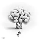 olive tree and hydrangeas tattoo design idea