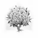 olive tree and hydrangeas tattoo design idea