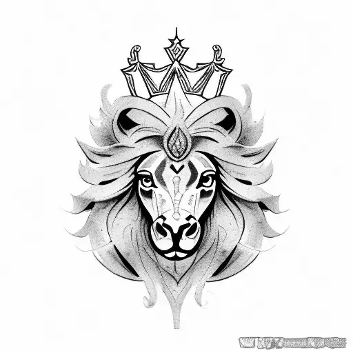 Rose, holly, Pegasus, lion, crown  tattoo design idea