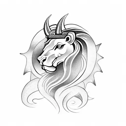 Rose, holly, Pegasus, lion, crown  tattoo design idea