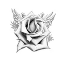 Rose, holly, Pegasus, king crown tattoo design idea